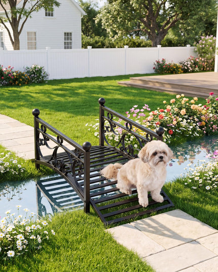 Giantex 3.3 FT Metal Garden Bridge with Powder-Coated Finish & Scrollwork Rails