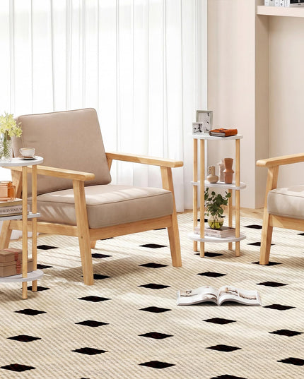 Giantex 3 Tier Circular End Tables with Storage Shelves