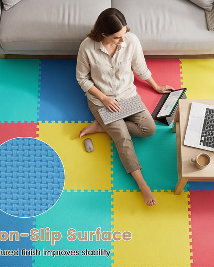 Giantex 0.5" Thick Non-Slip EVA Foam Floor Tiles with Borders
