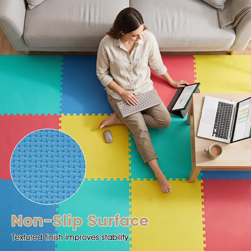 Giantex 0.5" Thick Non-Slip EVA Foam Floor Tiles with Borders