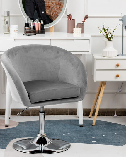 Height Adjustable Modern Velvet Makeup Chair with Chrome Frame