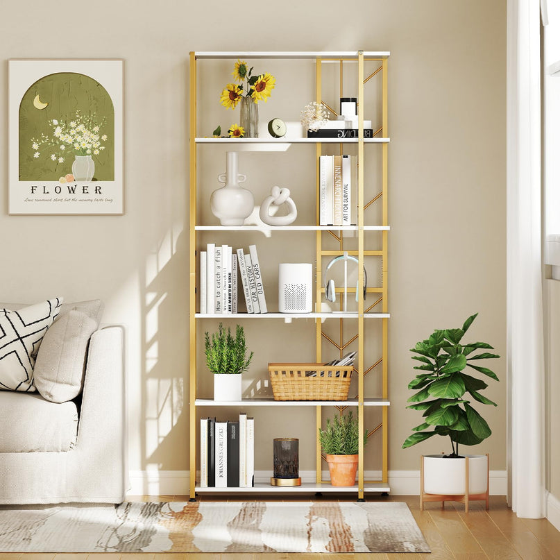 Giantex 6-Tier Bookshelf Modern Geometric Bookcase