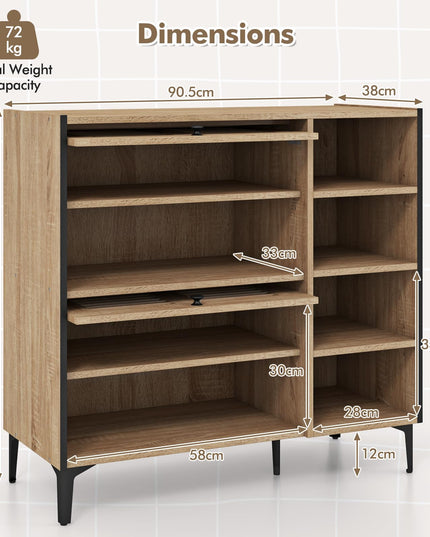 Giantex Shoe Cabinet with Flip & Slide Doors, Shoe Storage Cabinet with Adjustable Cube Shelves(Louvered Doors)