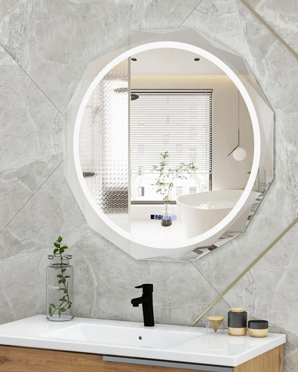 LED Bathroom Mirror, Lighted Beveled Edge Vanity Mirror Wall Mounted