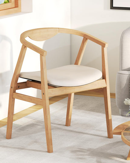 Giantex Bamboo Accent Chair - Wood Natural Boho Accent Dining Chairs with Armrest and Curved Backrest (1/2)