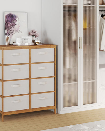 Meuble de rangement Giantex en bambou à 8 tiroirs pour salon ou couloir