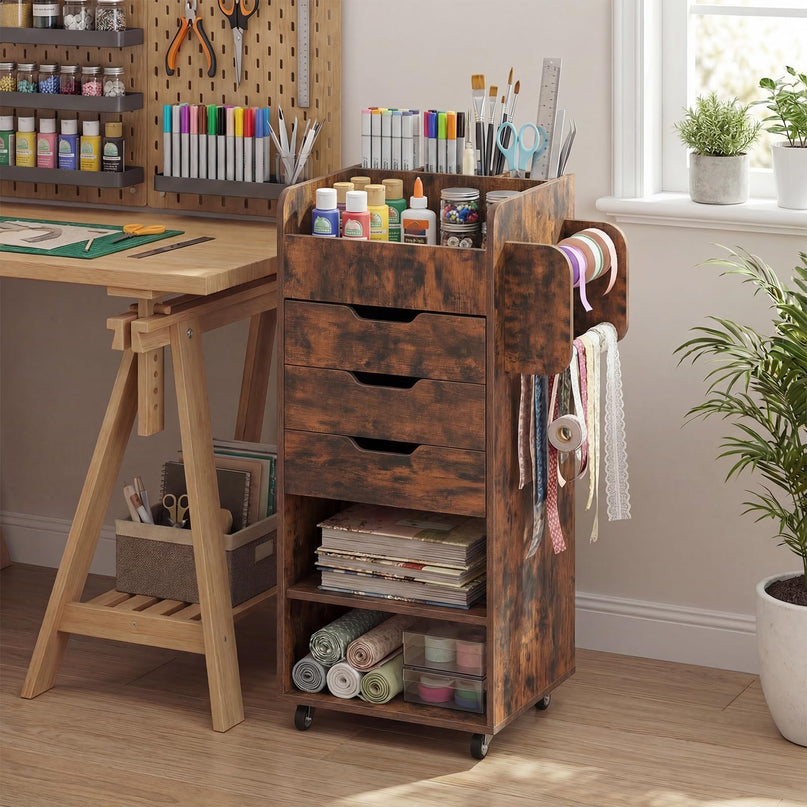 Giantex Craft Storage Cart - Utility Organizer Cart with 3 Drawers