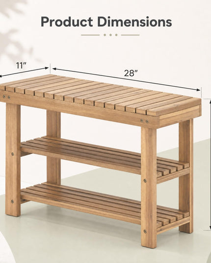 GIANTEX 3-Tier Wooden Shoe Rack Bench