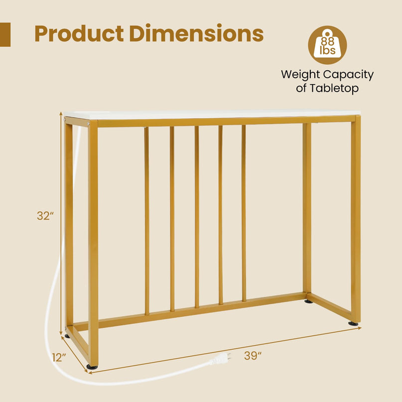 Giantex Console Table with Charging Station for Living Room
