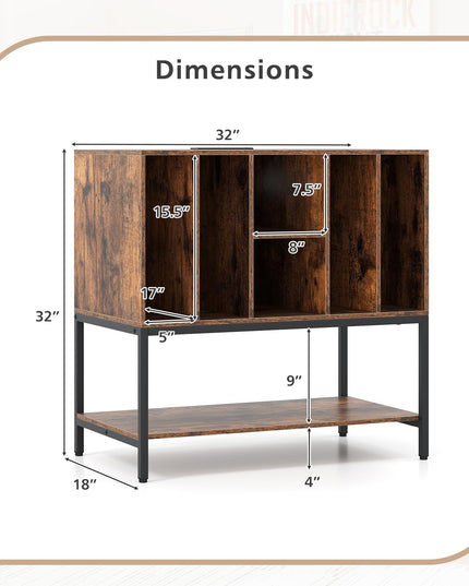 Giantex Turntable Stand with Storage Shelves Hold Up to 150+ Albums