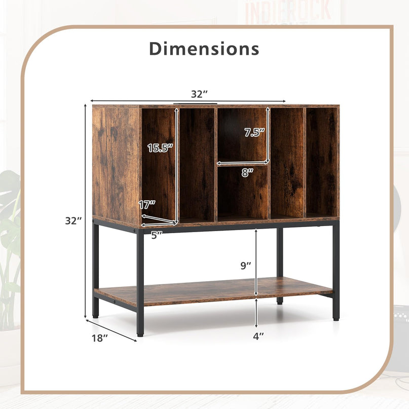 Giantex Turntable Stand with Storage Shelves Hold Up to 150+ Albums