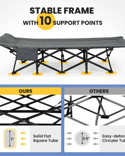 Giantex Folding Camping Cot for Adults - Sleeping Cot Bed with Carry Bag, Cushion & Headrest, 10 Foots