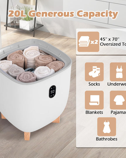 Giantex Upgraded Towel Warmer Bucket - 20L Hot Towel Bucket with PTC Air Heater for Rapid & Even Heating