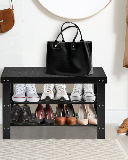 Giantex Entryway Shoe Bench, Bamboo Shoe Shelf Organizer Holds up to 6 Pairs