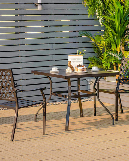Giantex 3 Pieces Outdoor Dining Set, Patio Table & 2 Stackable Chairs, Outside Dining Furniture