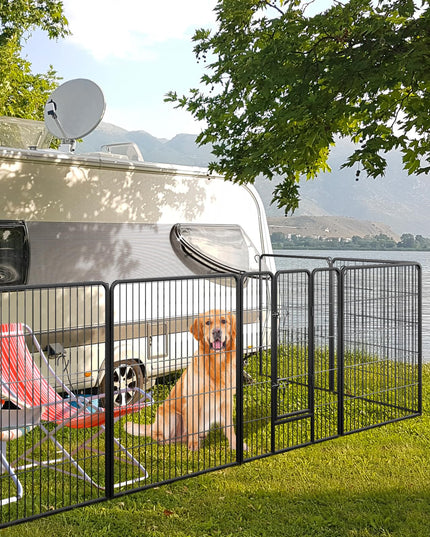 Giantex Dog Playpen Outdoor 40" H - 8/16 Panels Metal Pet Fence for Large Dogs, Heavy Duty Dog Pen Exercise Fence with Door