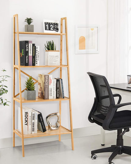Giantex 4-Tier Bamboo Bookshelf, Multifunctional Storage Display Rack Shelves with Anti-Tipping Device