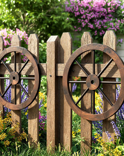 Giantex Roue de chariot décorative en bois carbonisé, lot de 2 ou 4, en sapin massif, 24 pouces