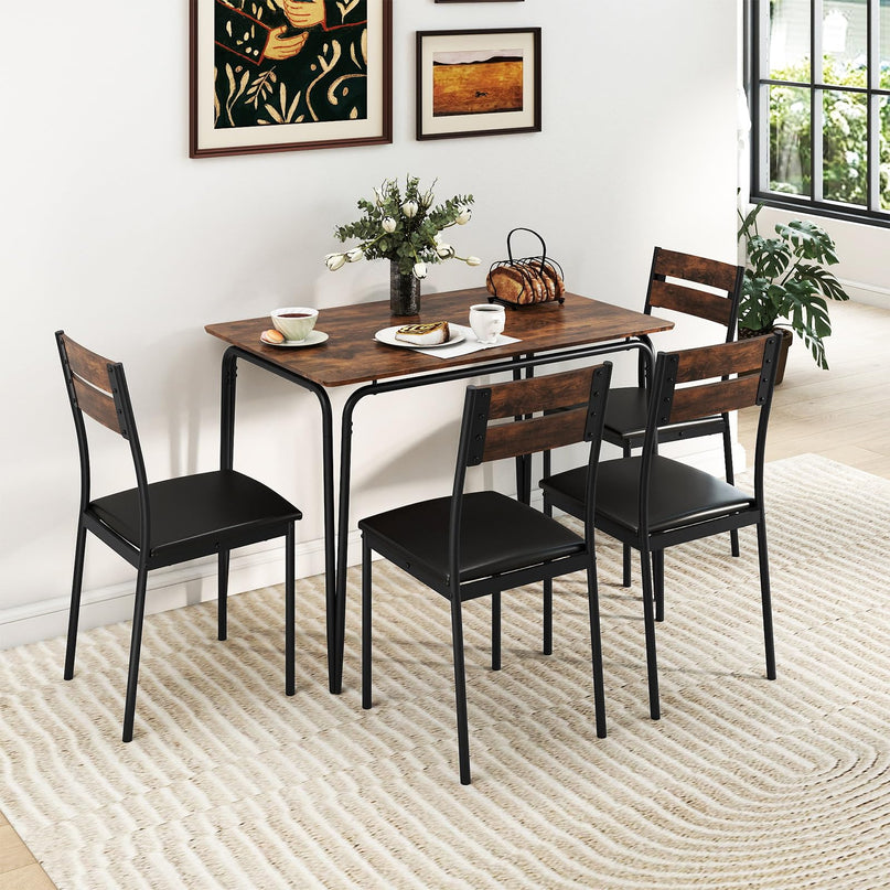 Giantex Ensemble de salle à manger 5 pièces pour 4 personnes (109 cm)