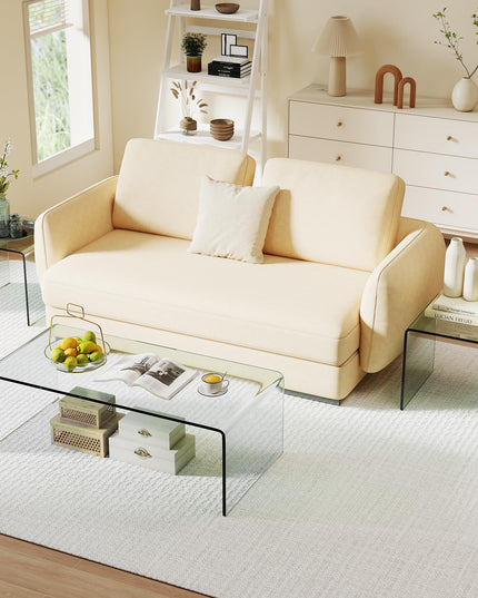 Giantex Tempered Glass Coffee Table Set of 3 Modern Living Room Tables Set for Small Spaces