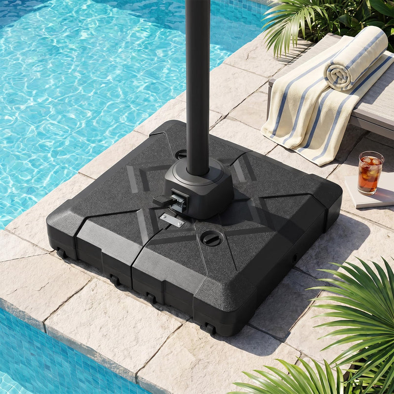 Giantex Rolling Cantilever Umbrella Base | 348 lbs Fillable Offset Patio Umbrella Holder