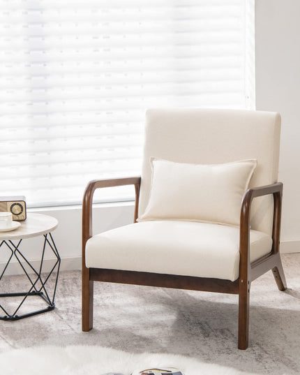 Giantex Modern Accent Chair with Pillow - Comfy Upholstered Lounge Armchair with Anti-Slip Felt Pads