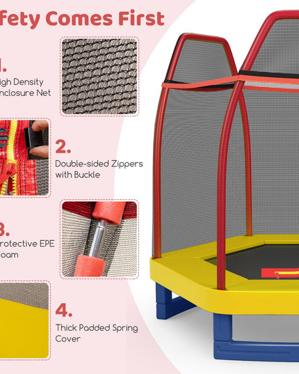 Giantex 7 Ft Kids Trampoline w/Safety Enclosure Net