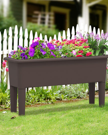 Giantex Raised Garden Beds Outdoor Set of 2, Self-Watering Planter Box with Detachable Legs & Drainage Hole