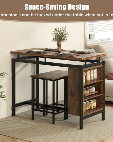 Giantex 3-Piece Dining Table Set - Counter Height Dining Table Set with 2 Bar Stools