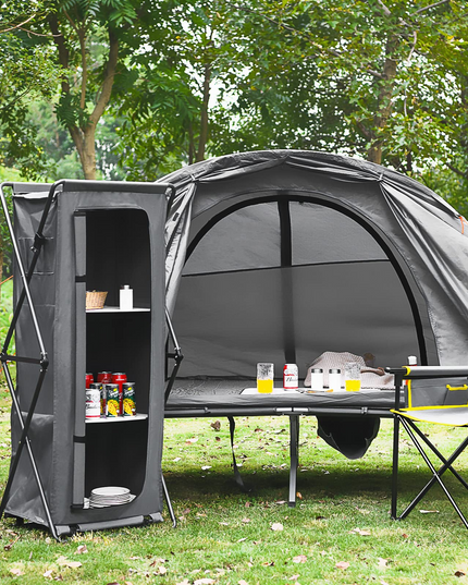 Folding Camping Storage Cabinet with 3 Shelves and Carry Bag