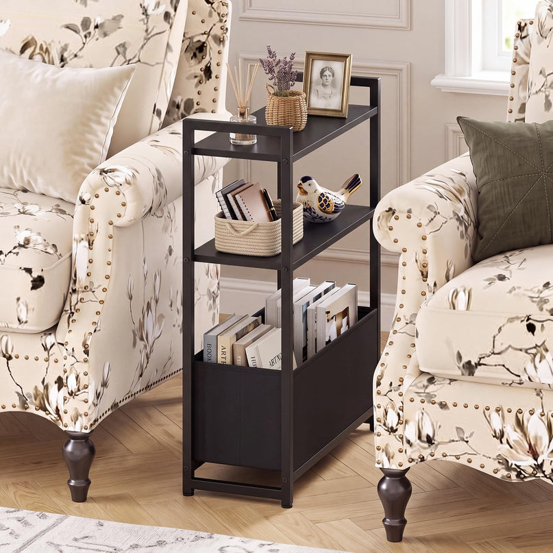 GIANTEX 8" Narrow End Table with Fabric Drawer & Storage Shelves (1/2)