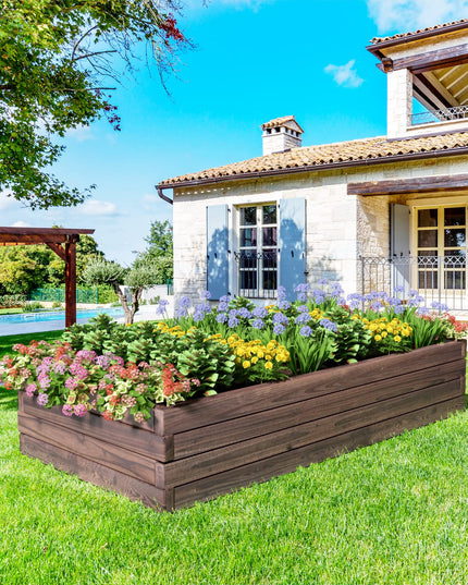 Rectangular Planter for Patio and Lawn 47'' L x 24'' W x 9'' H, (Brown)