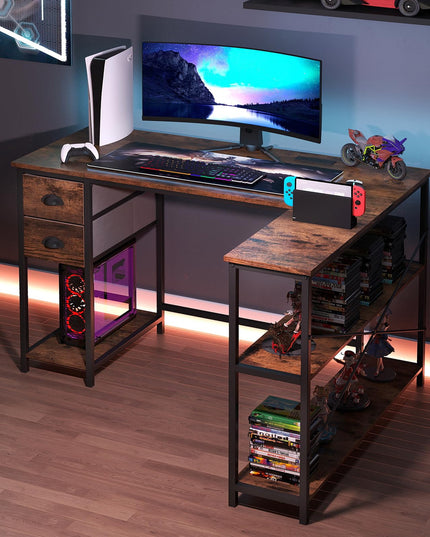 Giantex 48" L Shaped Desk with Charging Station