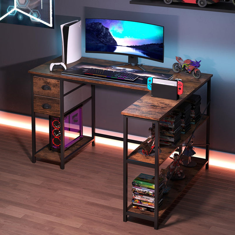 Giantex 48" L Shaped Desk with Charging Station
