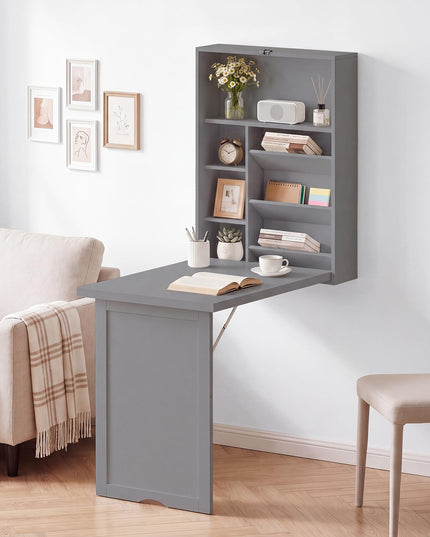 Giantex Wall Mounted Foldable Convertible Computer Desk with Storage Shelves