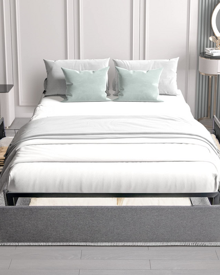 Full Size Platform Bed Frame with 3 Storage Drawers - Giantex