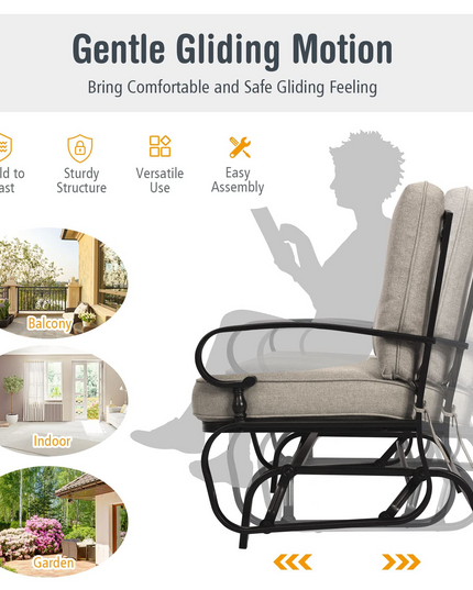 Giantex Outdoor Glider Bench Patio Loveseat with Cushions