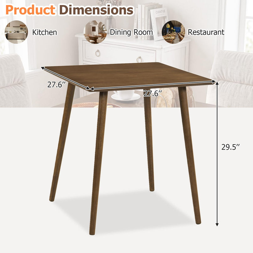 GIANTEX 27.6" Small Dining Table for 2-4 w/Solid Rubber Wood Legs