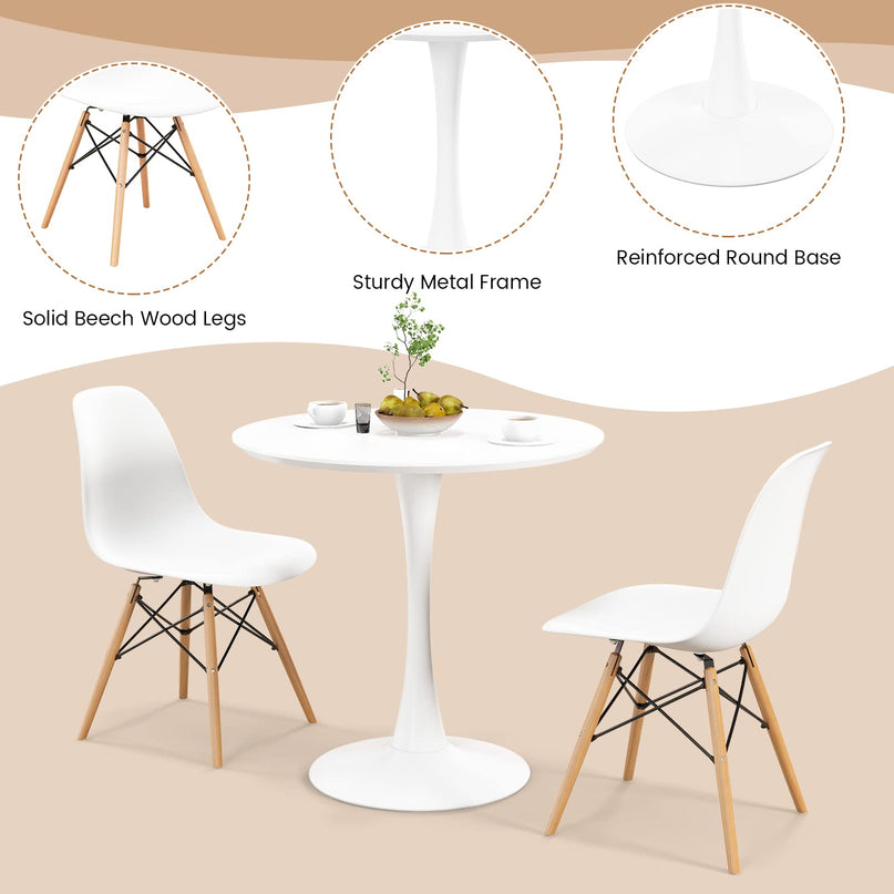 Giantex Dining Room Table Set for 2 or 4, Compact Kitchen Dining Table Set with 32" Round Table and DSW Chairs