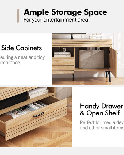 Giantex TV Stand for TV up to 65 Inches, Mid Century Modern Entertainment Center with 2 Cabinets