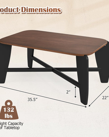 GIANTEX Wood Coffee Table 35.5" Center Table for Living Room
