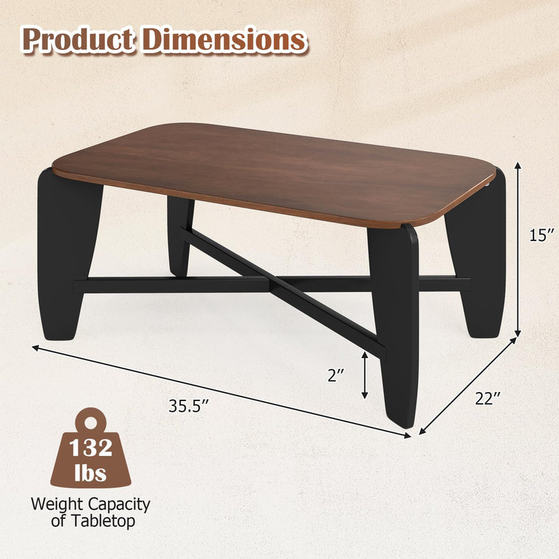GIANTEX Wood Coffee Table 35.5" Center Table for Living Room