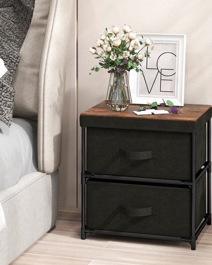 Giantex Nightstand Set of 2 with 2 Fabric Drawers