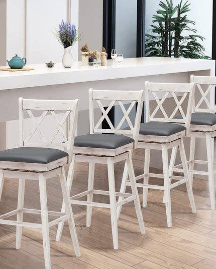 Giantex Bar Stool with Foot Rest Upholstered Cushion & Ergonomic Backrest
