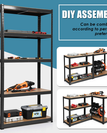 Giantex Shelving Rack Storage Shelf Steel Garage Utility Rack 5-Shelf Adjustable Shelves