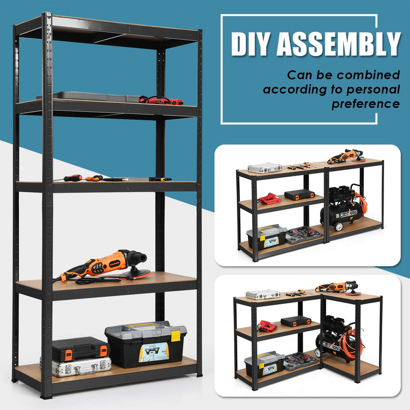 Giantex Shelving Rack Storage Shelf Steel Garage Utility Rack 5-Shelf Adjustable Shelves