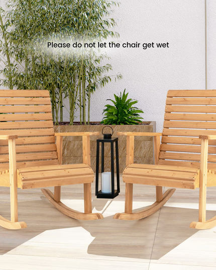 Giantex Wood Rocking Chair Outdoor - Outside Rocker with High Backrest