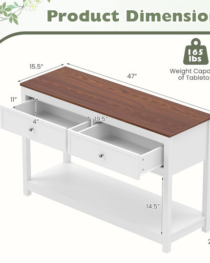 Giantex Farmhouse Console Table with 2 Drawers for Living Room