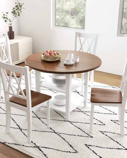 Giantex Dining Room Chairs Set of 4 White - Wooden Farmhouse Kitchen Chairs with Rubber Wood Seat