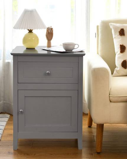 Wooden End Table W/Shelf - Giantex